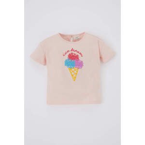 DEFACTO Baby Girl Regular Fit Crew Neck Fun Printed Short Sleeve T-Shirt