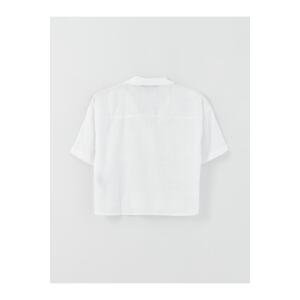 LC Waikiki Women's Self Patterned Linen Look Short Sleeve Shirt