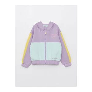 LC Waikiki Girls Color Block Hooded Long Sleeve Zipper Sweatshirt