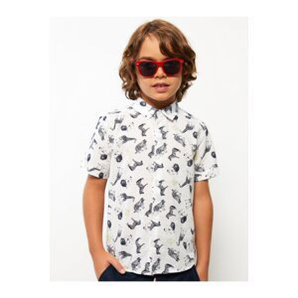 LC Waikiki Boy's Patterned Short Sleeve Poplin Shirt
