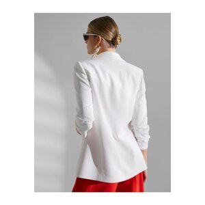 Koton Melis Ağazat X Cotton - Relax Fit Linen-Mixed Blazer Jacket.