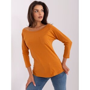 Dark orange blouse with 3/4 sleeves
