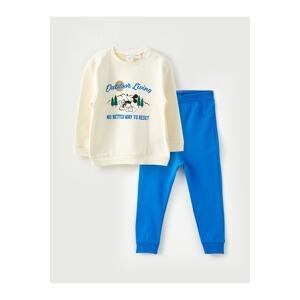 LC Waikiki Crew Neck Long Sleeve Mickey Mouse Print Baby Boy Sweatshirt and Pants 2-Pair Set