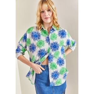 Bianco Lucci Women's Floral Patterned Linen Shirt