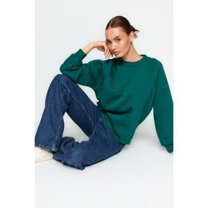 Trendyol Emerald Relaxed Fit Basic Raglan Sleeve Crew Neck Knitted Sweatshirt
