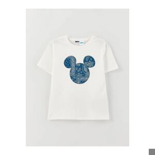 LC Waikiki Lcw Kids Crew Neck Comfortable Fit Mickey Mouse Embroidered Boys T-Shirt