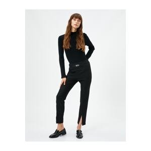 Koton Fabric Trousers with Slit and Belt Detail