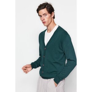 Trendyol Men's Emerald Green Slim Fit V-Neck Buttoned Cardigan