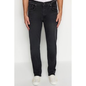 Trendyol Men's Black Regular Fit Scratched Destroyed Jeans.