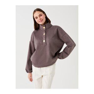 LC Waikiki Women's High Neck Straight Long Sleeve Oversize Sweatshirt