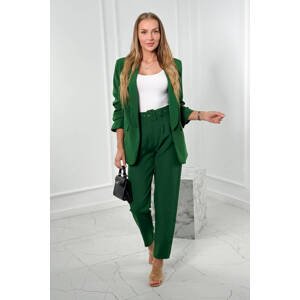Elegant set of jacket and trousers dark green color