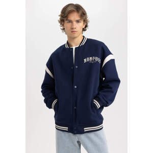 DEFACTO Oversize Fit Bomber Collar Soft Hairy Inside Cardigan