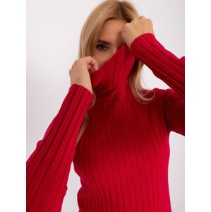 Red women's turtleneck with viscose