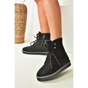 Fox Shoes Women's Black Suede, Shearling Boots