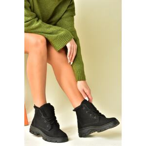 Fox Shoes Women's Black Suede Low Heeled Boots