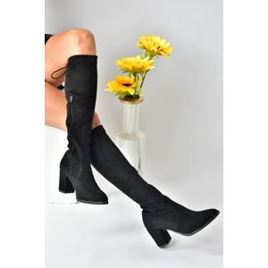 Fox Shoes Black Suede Stretch Sock Boots