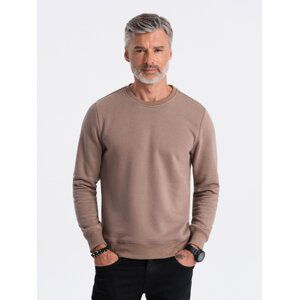 Ombre BASIC men's hoodless sweatshirt - light brown