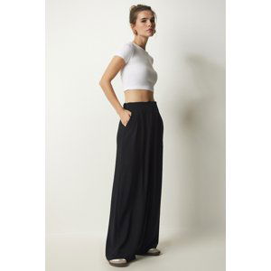 Happiness İstanbul Women's Black Pleated Palazzo Trousers