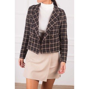 armonika Women's Mink Double Breasted Collar Tweed Crop Jacket