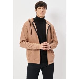 AC&Co / Altınyıldız Classics Men's Mink Standard Fit Regular Fit Hooded Zippered Sweatshirt Jacket