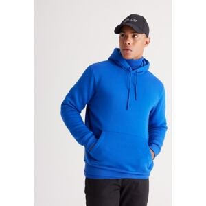 AC&Co / Altınyıldız Classics Men's Dark Blue Standard Fit Fleece 3 Threaded Hooded Hooded Kangaroo Pocket Cotton Sweatshirt.