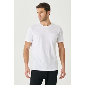 AC&Co / Altınyıldız Classics pánske biele slim fit tričko slim fit 100% bavlna Crew vreckové tričko.