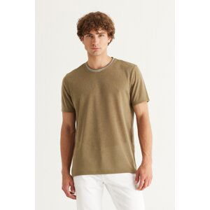 AC&Co / Altınyıldız Classics Men's Khaki Slim Fit Slim Fit Crew Neck Linen Look T-Shirt