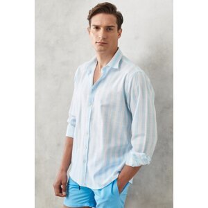 AC&Co / Altınyıldız Classics Men's White-light Blue Comfort Fit Comfort Fit 100% Cotton Classic Collar Shirt