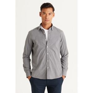 AC&Co / Altınyıldız Classics Men's Light Gray Slim Fit Slim Fit Hidden Button Collar Shirt