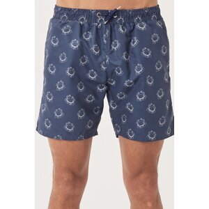 AC&Co / Altınyıldız Classics Men's Navy-beige Standard Fit Casual Patterned Swimwear Marine Shorts