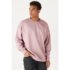 AC&Co / Altınyıldız Classics Men's Pale Pink Oversize Wide Fit Crew Neck Plain Sweatshirt
