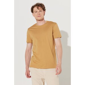 AC&Co / Altınyıldız Classics Men's Mustard Slim Fit Slim Fit 100% Cotton Crew Neck T-Shirt