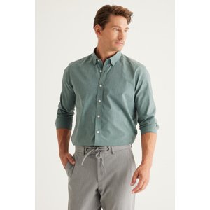 AC&Co / Altınyıldız Classics Men's Khaki Slim Fit Slim Fit Hidden Button Collar Shirt