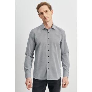 ALTINYILDIZ CLASSICS Men's Black and white Slim Fit Slim Fit Classic Collar Dobby Shirt