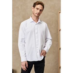 ALTINYILDIZ CLASSICS Men's White Comfort Fit Relaxed Fit Classic Collar Dobby Shirt