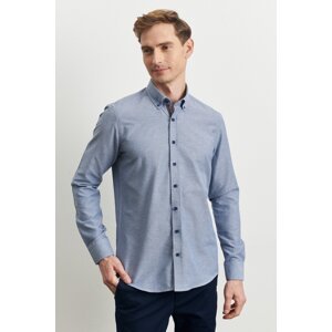 ALTINYILDIZ CLASSICS Men's Indigo Slim Fit Slim Fit Buttoned Collar Dobby Shirt