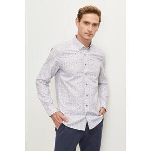 ALTINYILDIZ CLASSICS Men's Beige Slim Fit Slim Fit Buttoned Collar Printed Shirt