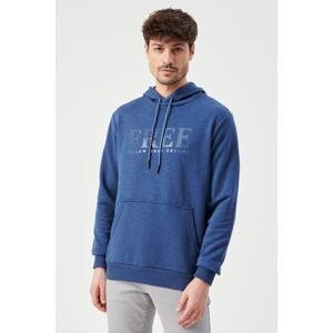 ALTINYILDIZ CLASSICS Men's Royal Blue Slim Fit Slim Fit Hooded Cotton Printed Sweatshirt