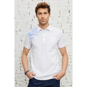 ALTINYILDIZ CLASSICS Pánske biele Slim Fit Slim Fit polo výstrih tričko s krátkym rukávom 100% bavlna s potlačou.