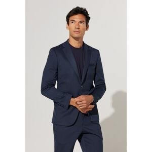 ALTINYILDIZ CLASSICS Men's Navy Blue Slim Fit Narrow Cut Mono Collar Knitted Suit