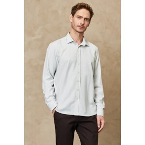 ALTINYILDIZ CLASSICS Men's Green-white Slim Fit Slim Fit Classic Collar Dobby Shirt