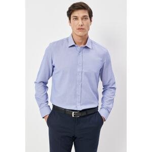 ALTINYILDIZ CLASSICS Men's Blue-white Slim Fit Slim Fit Classic Collar Dobby Shirt