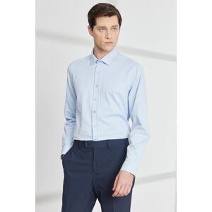 ALTINYILDIZ CLASSICS Men's Light Blue Slim Fit Narrow Cut Classic Collar Cotton Dobby Shirt