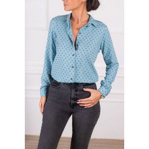 armonika Women's Blue Patterned Long Sleeve Shirt