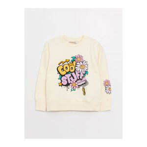 LC Waikiki Girls' Crew Neck Printed Long Sleeve Sweatshirt