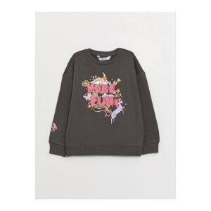 LC Waikiki Girls' Crew Neck Printed Long Sleeve Sweatshirt