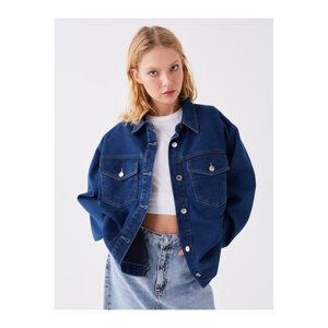 LC Waikiki Women's Straight Long Sleeve Oversize Jean Shirt Jacket