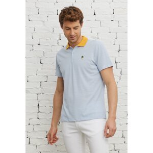 AC&Co / Altınyıldız Classics Men's Light Blue Slim Fit Slim Fit Slim Fit Polo Neck Cotton Short Sleeve T-Shirt