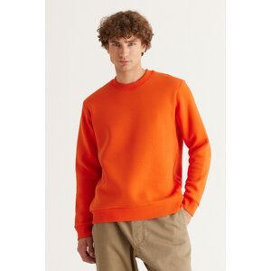AC&Co / Altınyıldız Classics Men's Orange Standard Fit Normal Cut Inner Fleece 3 Thread Crew Neck Cotton Sweatshirt