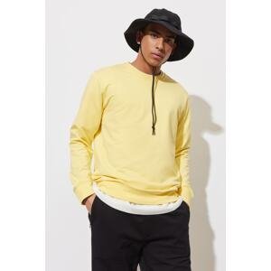 ALTINYILDIZ CLASSICS Men's Yellow Standard Fit Regular Fit Crew Neck Sweatshirt